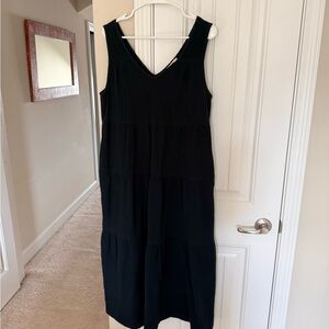 Marine Layer Black Gauze V-Neck Sleeveless Tiered Maxi Dress